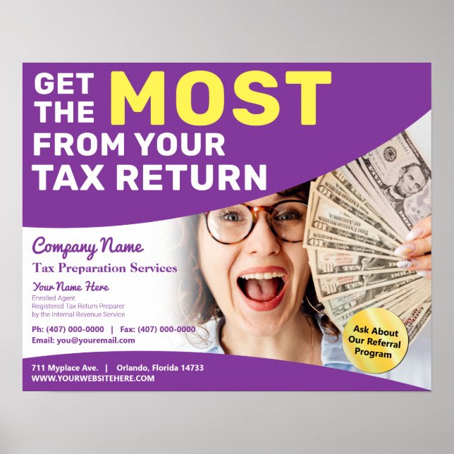 Tax Preparation (Preparer) Refund  Poster (Front)