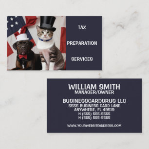 Tax Preparation Services Proud American Dog Cat Business Card