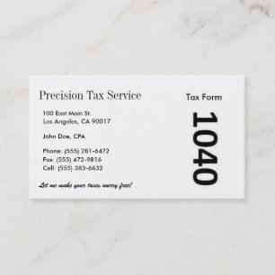 Tax Preparation W/W Business Card
