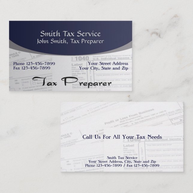 Tax Preparer Business Card (Front/Back)