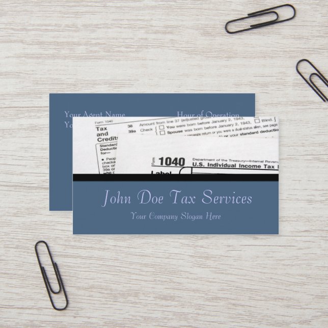 Tax Preparer Federal Tax Form Business Card (Front/Back In Situ)