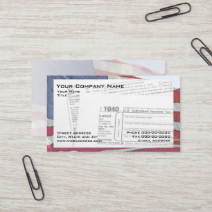 Tax Preparer Federal Tax Form Business Card