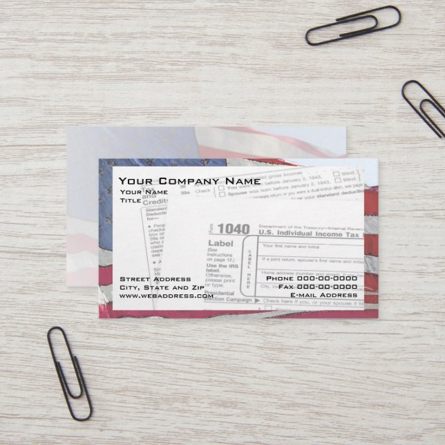 Tax Preparer Federal Tax Form Business Card (Front/Back In Situ)