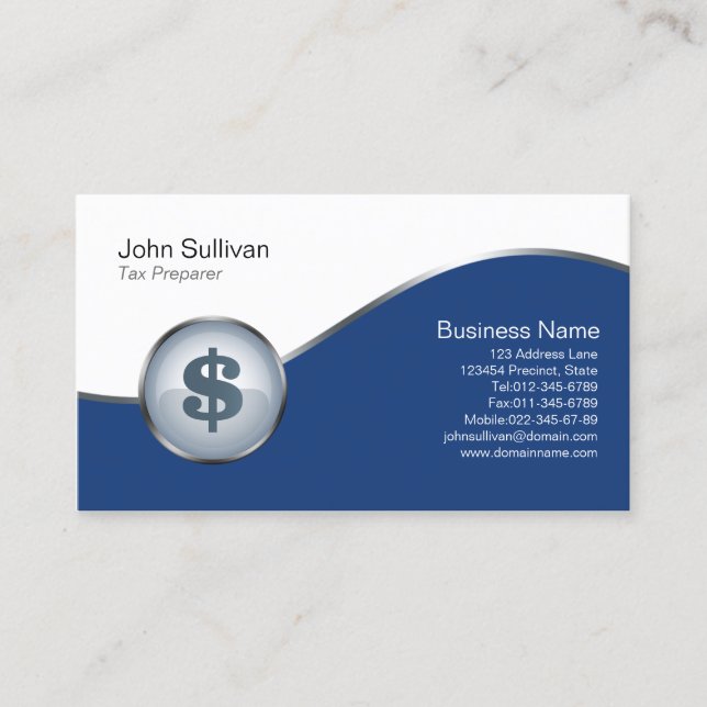 Tax Preparer Financial Services Dollar Icon Business Card (Front)
