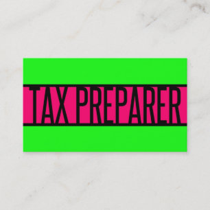 Tax Preparer Neon Green and Hot Pink Business Card
