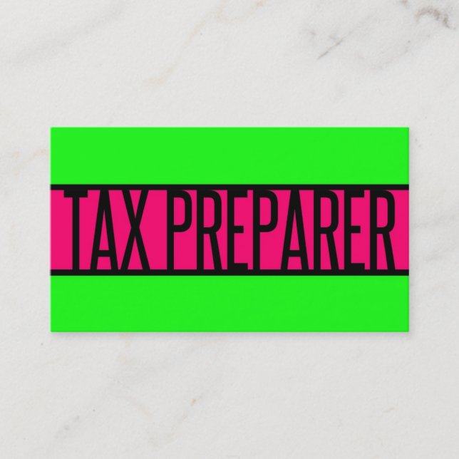 Tax Preparer Neon Green and Hot Pink Business Card (Front)