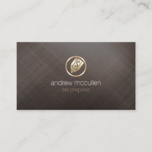 Tax Preparer Pen Dollar Icon Gold Brushed Metal Business Card