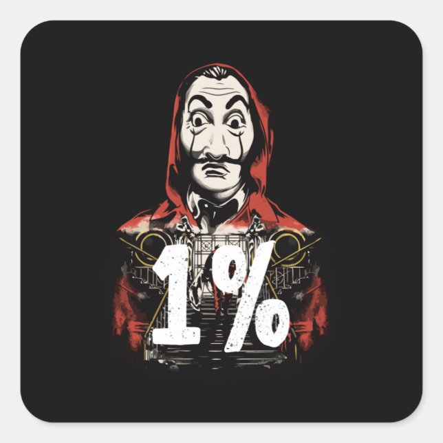 Tax The Rich Mask Square Sticker (Front)