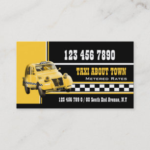 Taxi cab black white yellow business card
