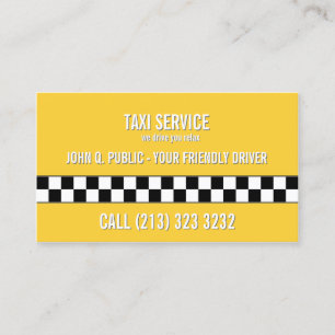 Taxi Cab Driver Black and White Pattern Business Card