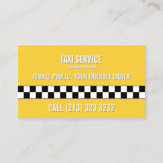 Taxi Cab Driver Black and White Pattern Business Card