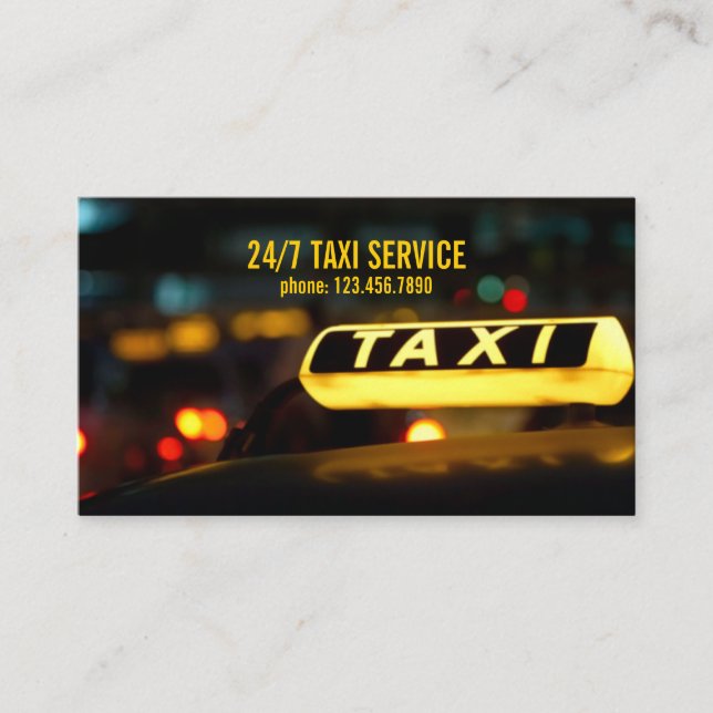 Taxi, Cab, Driver, Transportation Business Card (Front)