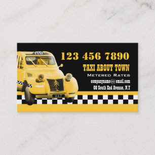 Taxi cab funny vintage yellow black business card