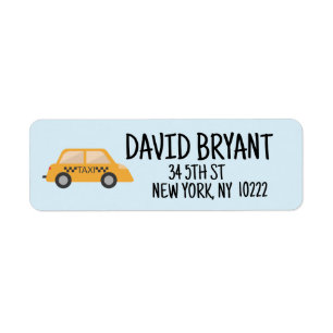 TAXI CAB Personalised RETURN ADDRESS LABELS