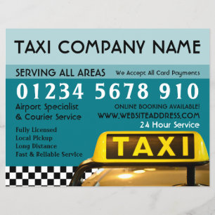 Taxi Cab Sign with Price List Advertising Flyer