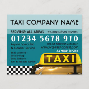Taxi Cab Sign with Price List Advertising Flyer