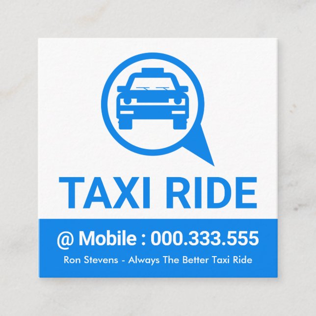Taxi Cab Speech Box Driving Square Business Card (Front)