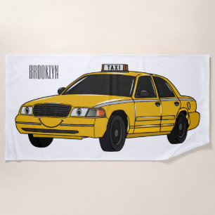 Taxi cartoon illustration beach towel