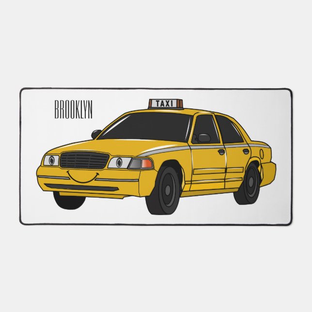 Taxi cartoon illustration desk mat (Front)