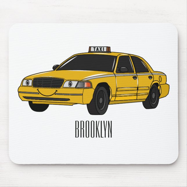 Taxi cartoon illustration mouse pad (Front)