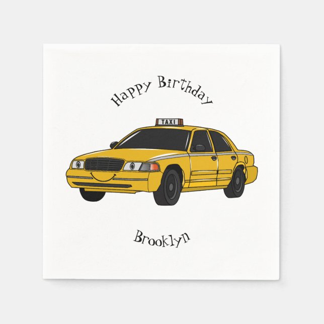 Taxi cartoon illustration napkin (Front)