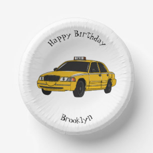 Taxi cartoon illustration paper plate