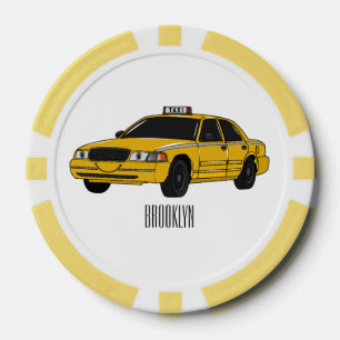 Taxi cartoon illustration poker chips