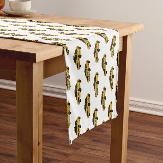 Taxi cartoon illustration short table runner (In Situ)