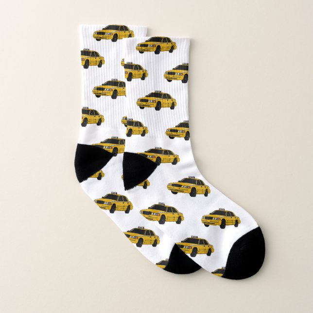 Taxi cartoon illustration socks (Pair)
