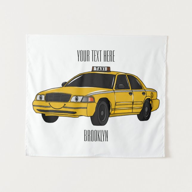 Taxi cartoon illustration tapestry (Front (Horizontal))