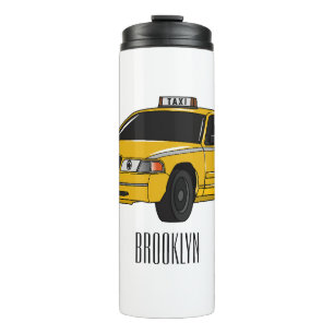 Taxi cartoon illustration thermal tumbler