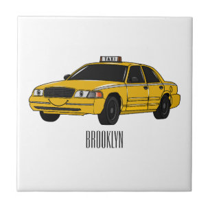 Taxi cartoon illustration tile