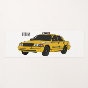 Taxi cartoon illustration yoga mat