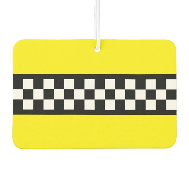 Taxi Check Stripe Pattern Car Air Freshener (Front)