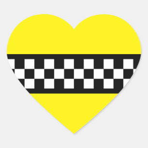 Taxi Check Stripe Pattern Heart Sticker
