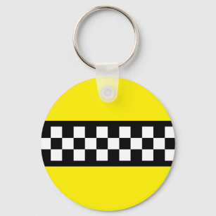 Taxi Check Stripe Pattern Key Ring