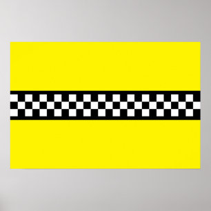 Taxi Check Stripe Pattern Poster