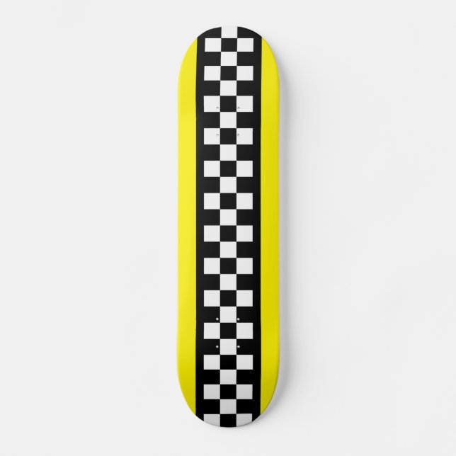 Taxi Check Stripe Pattern Skateboard (Front)