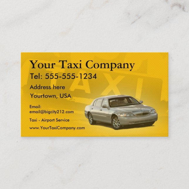 Taxi CUSTOMIZABLE Business Cards (Front)
