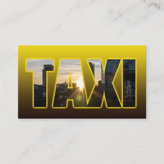 Taxi driver cabdriver yellow taxi city skyline business card (Front)