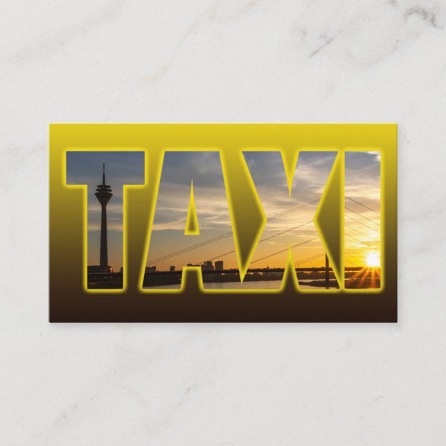Taxi driver cabdriver yellow taxi city sunset business card (Front)