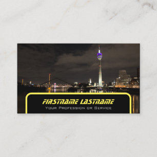 Taxi driver cabdriver yellow taxi neon city lights business card