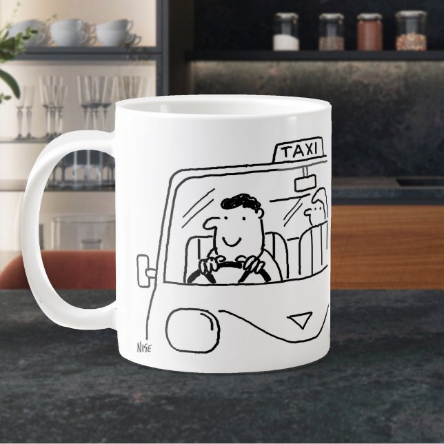 Taxi Driver Cartoon Large Coffee Mug (Large Mug for a Taxi Driver)