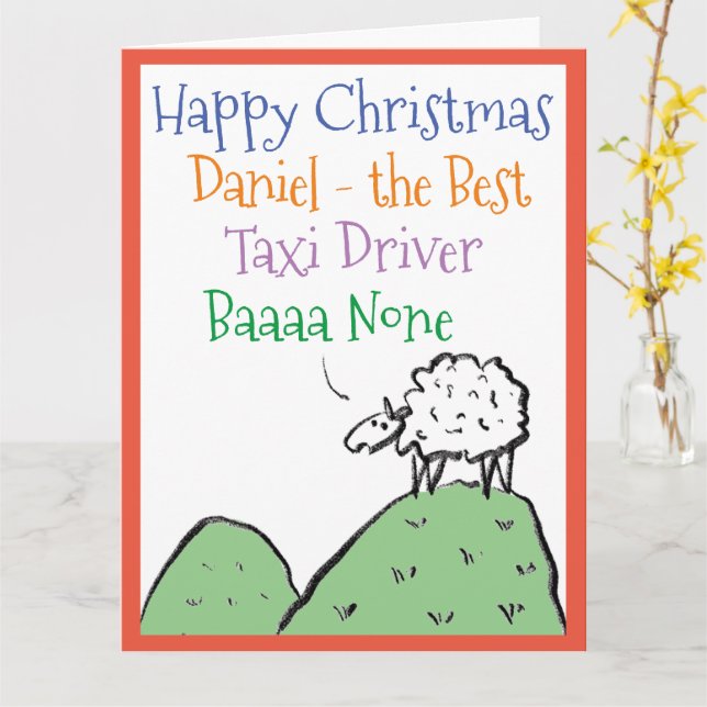 Taxi Driver Happy Christmas card (Yellow Flower)
