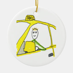 Taxi Driver Stickman Ceramic Tree Decoration