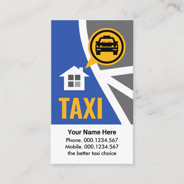 Taxi Map Route Cab Service Business Card (Front)