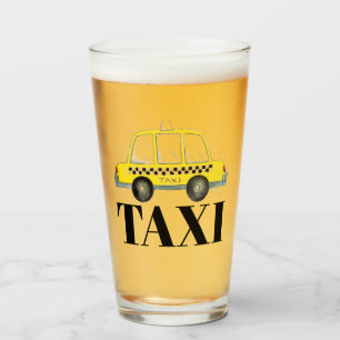 TAXI New York City Chequered Yellow Cab NYC Glass