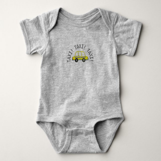 TAXI! New York City NYC Chequered Yellow Cab Baby Bodysuit (Front)