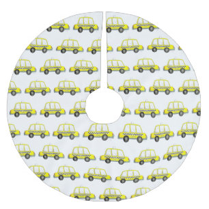 TAXI! New York City NYC Chequered Yellow Cab Brushed Polyester Tree Skirt