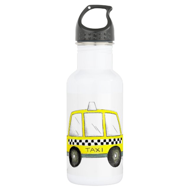 Taxi NYC Yellow New York City Chequered Cab Gift 532 Ml Water Bottle (Front)